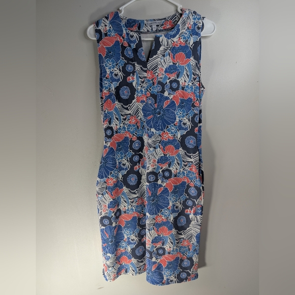 Sunset & Sweet Tea Floral Sleeveless Dress - Blue and Red Size Small - Picture 1 of 9